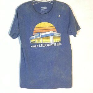 Vintage Blockbuster Video Retro Blue Acid Wash Tye Dye T Shirt Tee